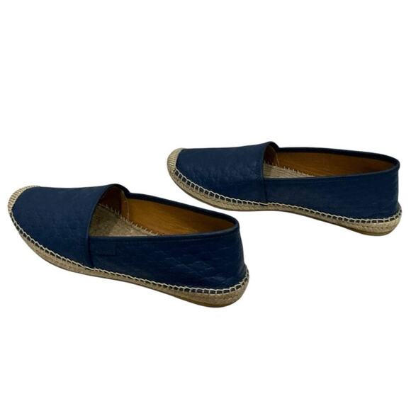 Gucci Microguccissima Blue Leather Espadrilles Size 8 GG Monogram Made in Spain - Picture 9 of 12